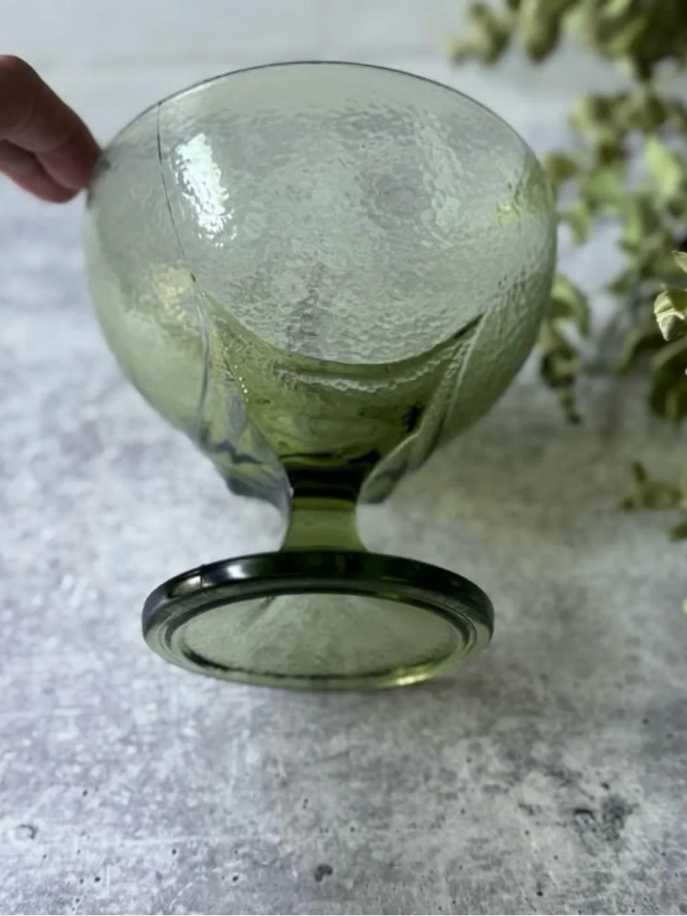 Mid Century Hazel Atlas Vintage Green Glass Pedestal Candy Dish